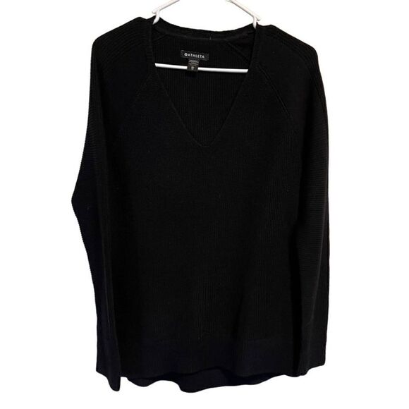 Athleta- Women’s Black Hanover Refined V-Neck Wool Blend Sweater, Size XL - Picture 2 of 16